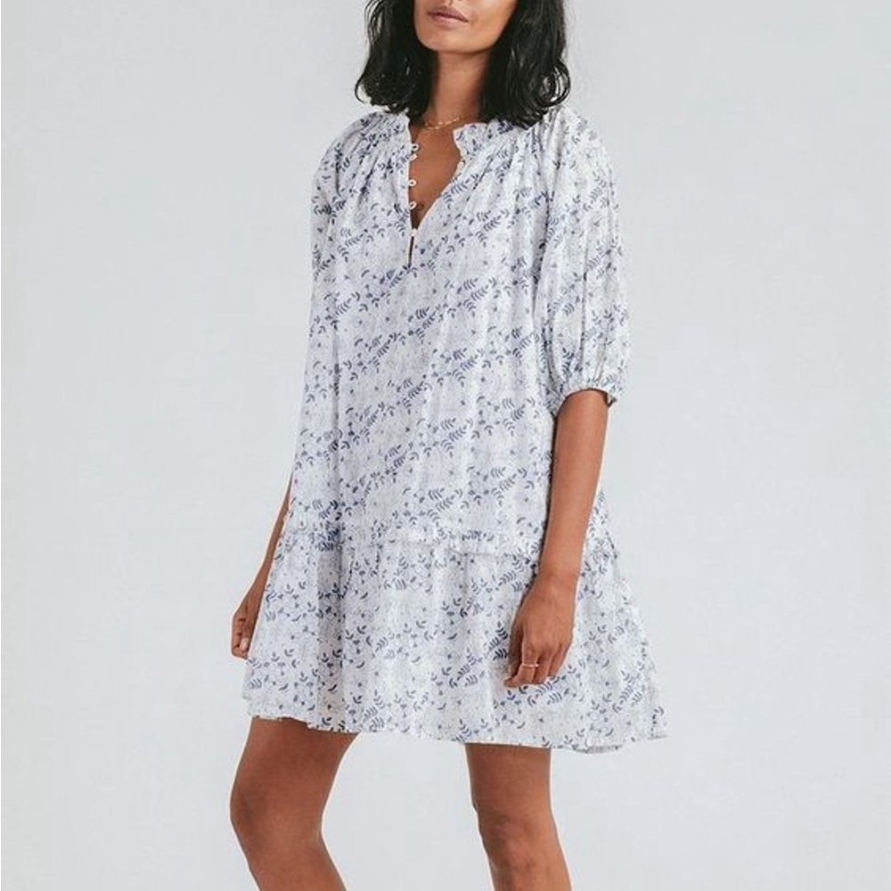 Cleobella Blue and White Floral Mini Dress